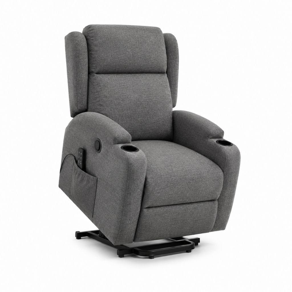 Fauteuil releveur électrique inclinable gris en polyester 83 x 93 x 105 cm