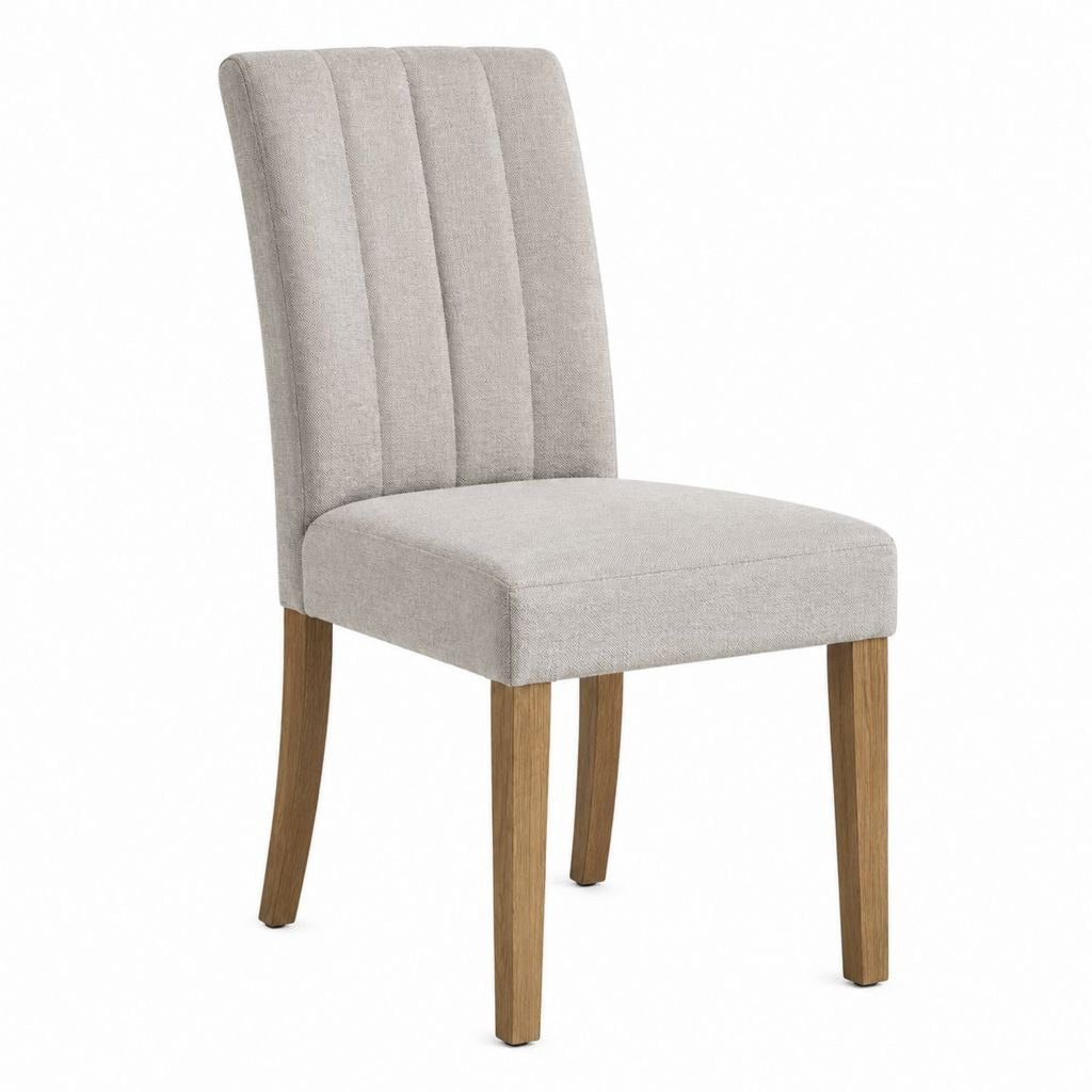 Chaise de salle à manger beige en polyester et bois massif 46 x 58 x 96 cm