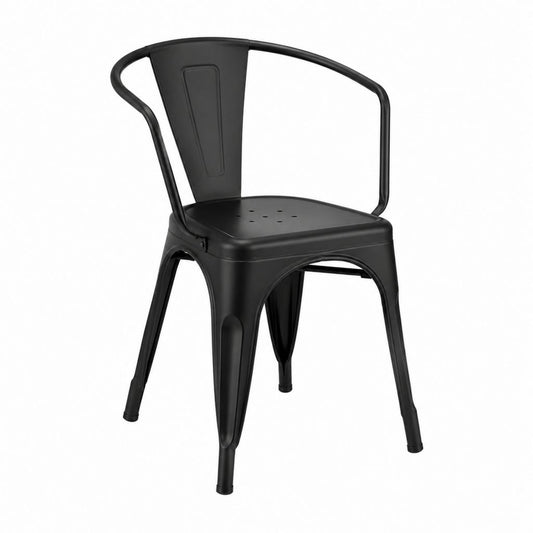 Chaise de salle à manger noire en acier avec accoudoirs 54 x 52 x 85 cm