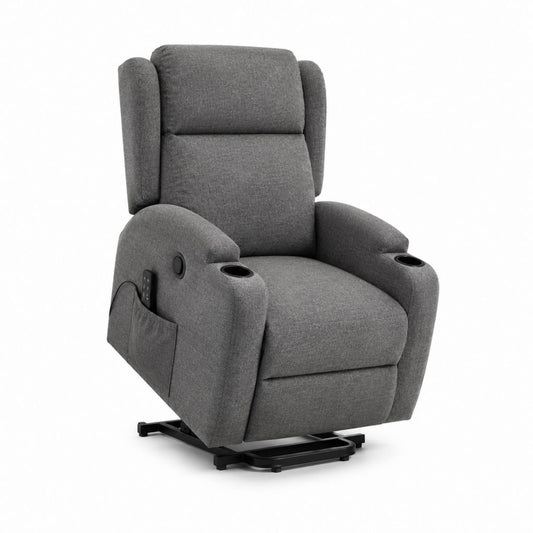 Fauteuil releveur électrique inclinable gris en polyester 83 x 93 x 105 cm