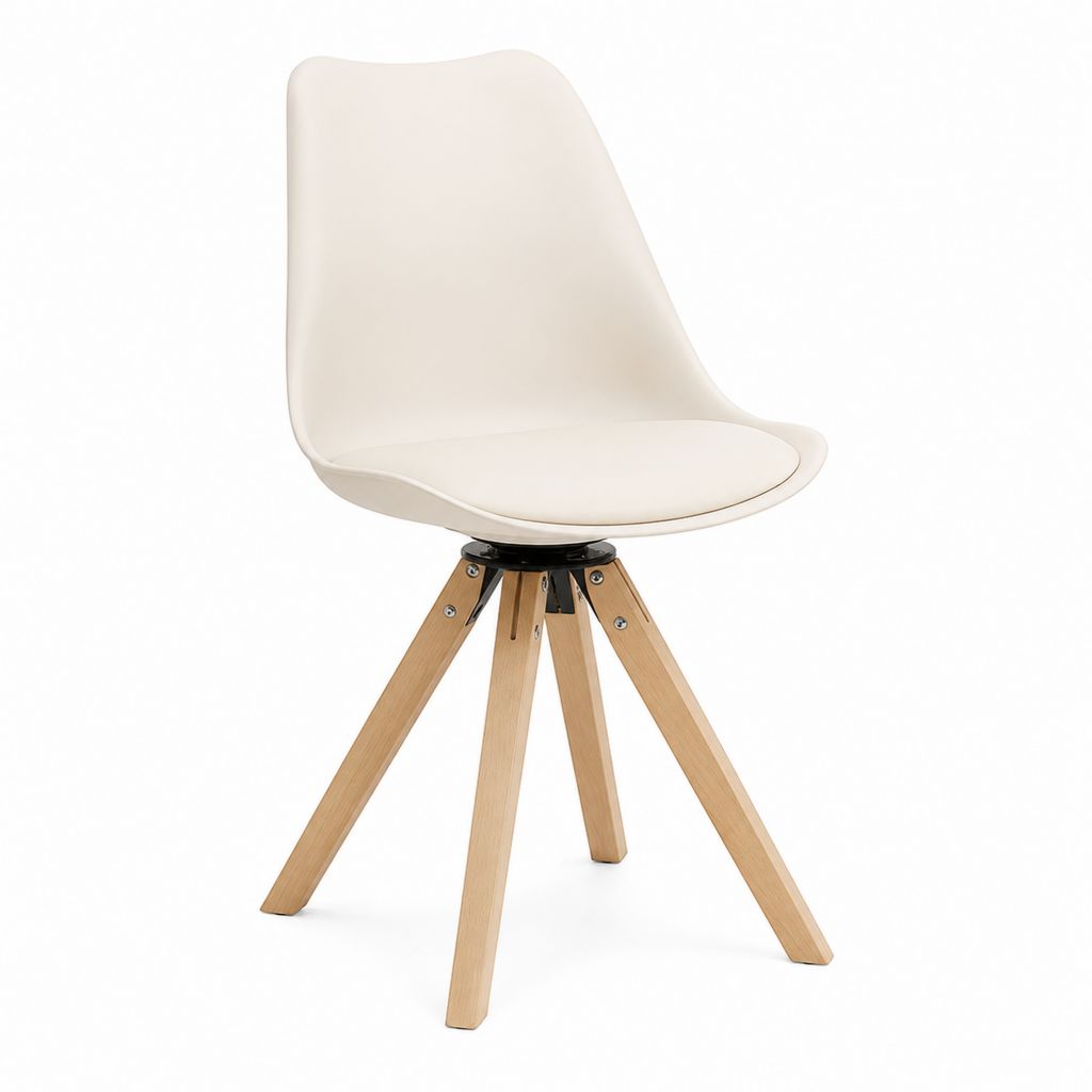 Chaise de salle à manger blanc cassé en polypropylène et hêtre massif 48 x 54 x 82 cm