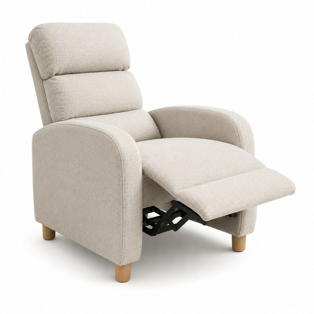 Fauteuil relax inclinable beige en polyester avec repose-pieds 88 x 94 x 101 cm