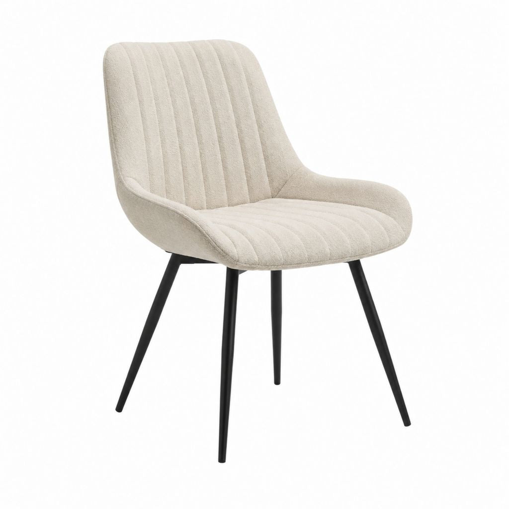 Chaise de salle à manger beige en polyester à pieds en acier 58 x 62 x 85 cm