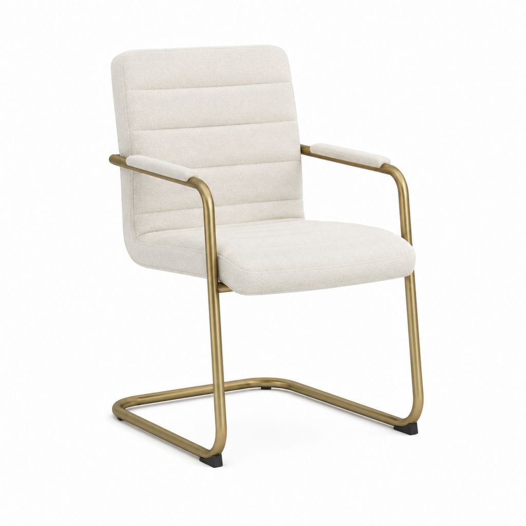 Chaise de salle à manger avec accoudoirs beige en polyester et acier 58 x 62 x 88 cm