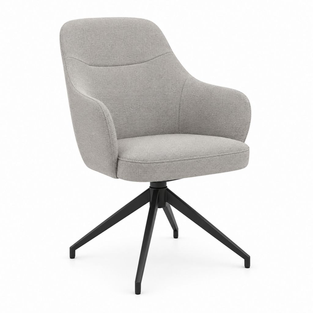 Chaise de salle à manger pivotante grise en polyester avec piètement acier 59 x 60 x 88 cm