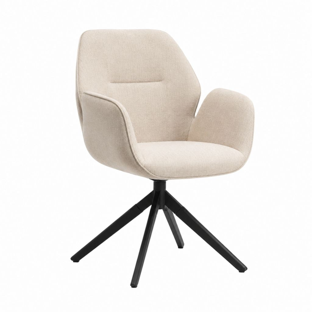 Chaise de salle à manger pivotante beige en polyester avec pieds en acier 82 x 60 x 63 cm