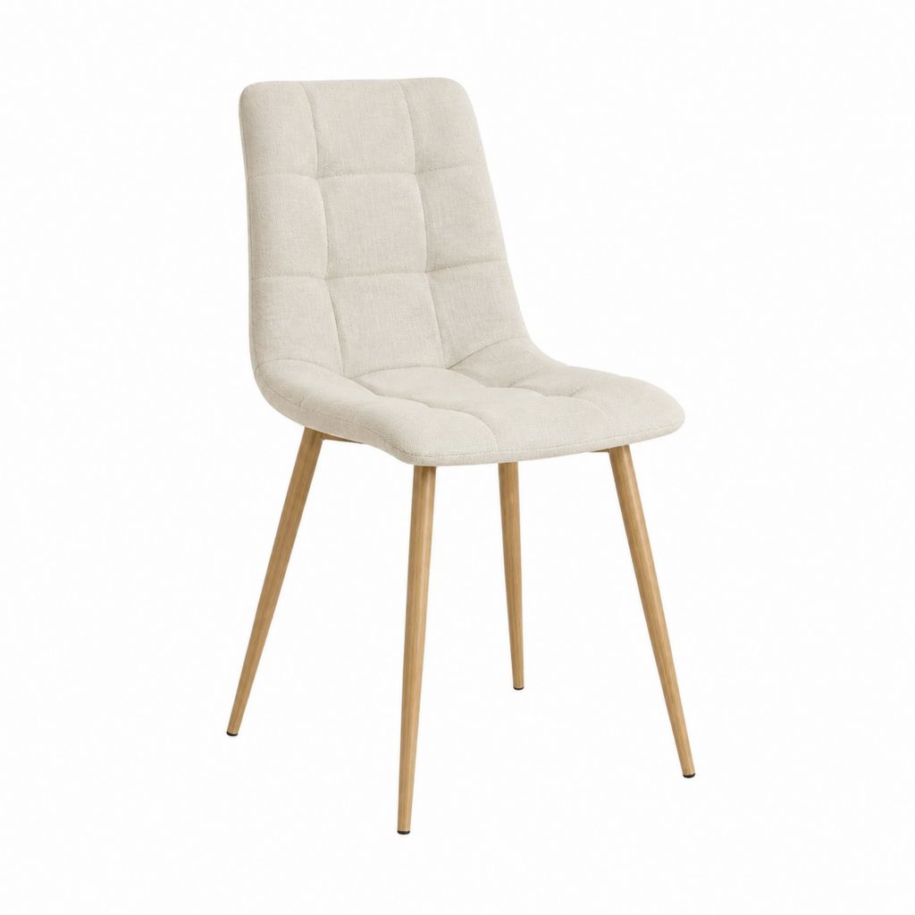 Chaise de salle à manger crème en polyester et hêtre massif 45 x 55 x 88 cm