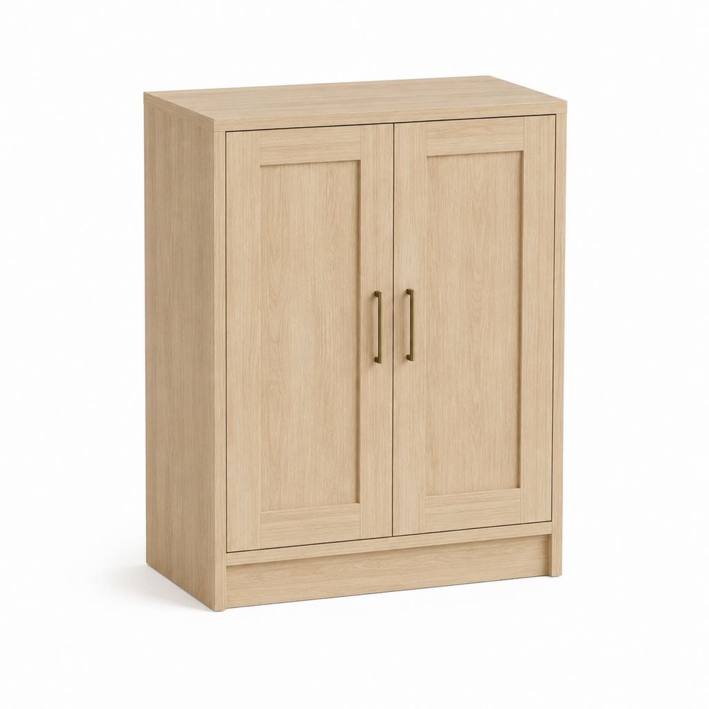 Armoire de rangement fermée rectangulaire chêne clair en panneaux de particules 80 x 40 x 120 cm