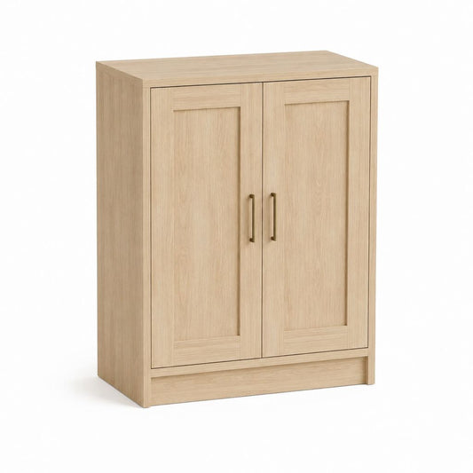 Armoire de rangement fermée rectangulaire chêne clair en panneaux de particules 80 x 40 x 120 cm