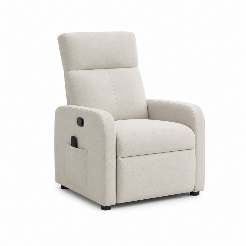 Fauteuil relax inclinable manuel beige en polyester 76 x 93 x 103 cm